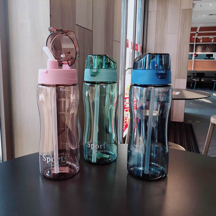 Women Ergonomic Sports Water Bottle with Integrated Straw Function Kalsten