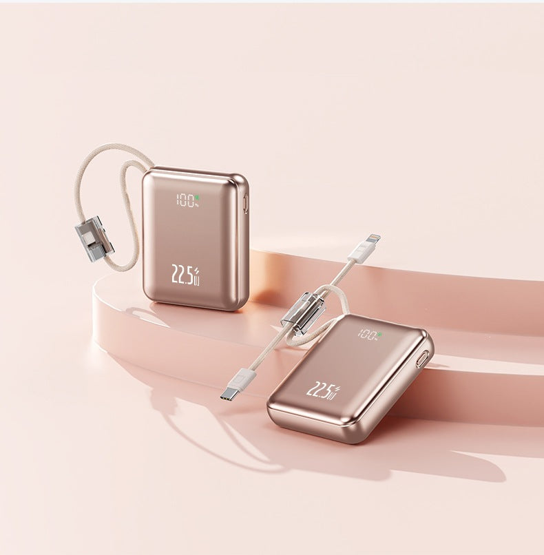 Compact power bank with digital power display and integrated charging cable Kalsten