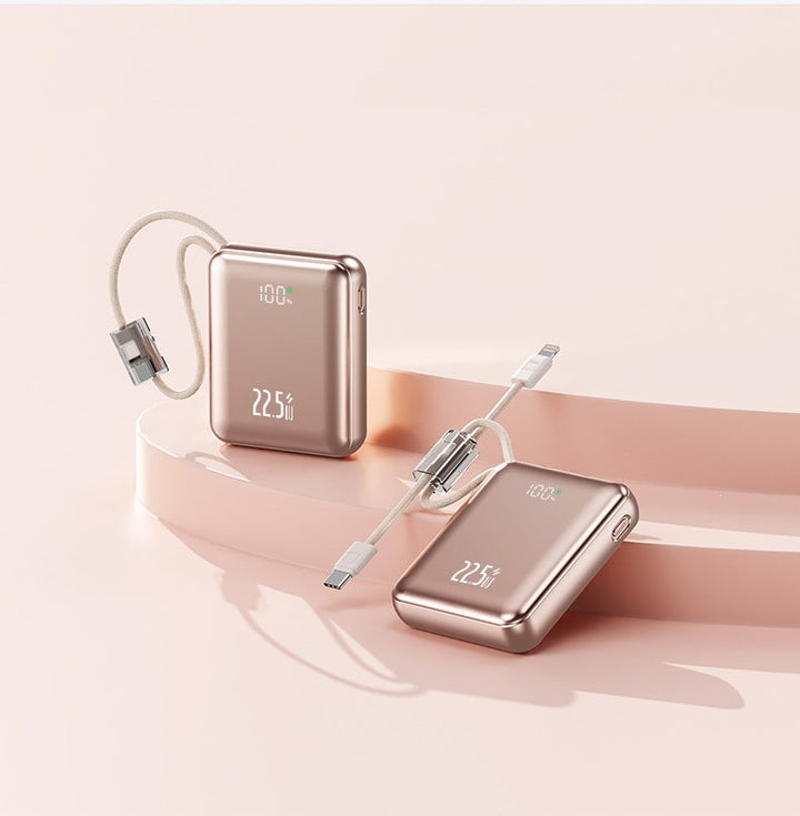 Compact power bank with digital power display and integrated charging cable Kalsten