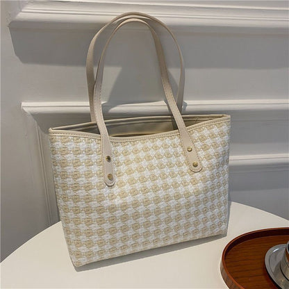 Woven Pattern Beach Tote Bag Acalora