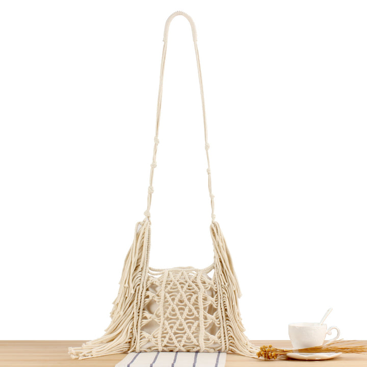 Creative Macrame Shoulder Bag with Fringe Kalsten