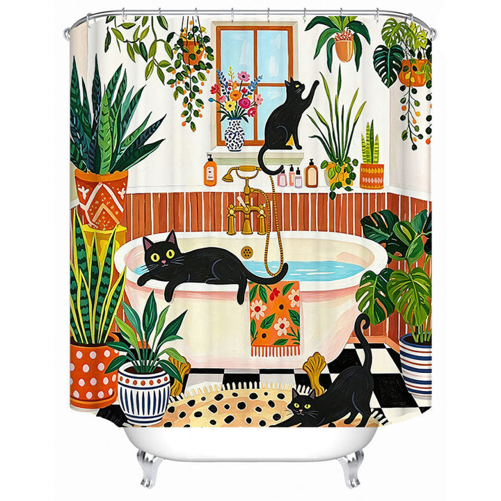 Cat-Themed Bathroom Shower Curtain Kalsten
