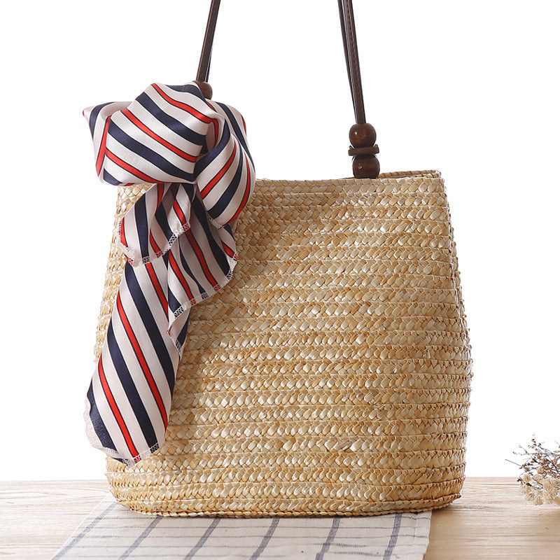Braided handbag with stylish striped scarf Kalsten