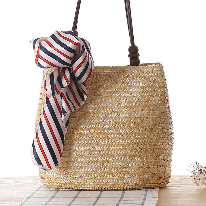 Braided handbag with stylish striped scarf Kalsten