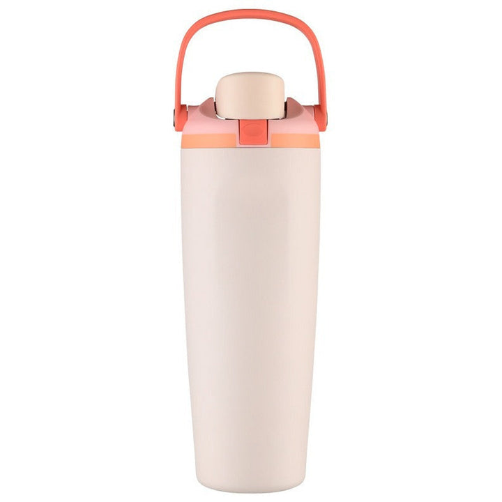 Unisex double-walled vacuum drinking bottle made of stainless steel with one-handed click closure and carrying handle Kalsten