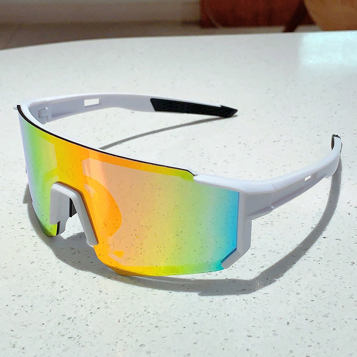 Unisex nan sporty shield sunglasses with continuous mirror lens and adjustable nose bridge Kalsten