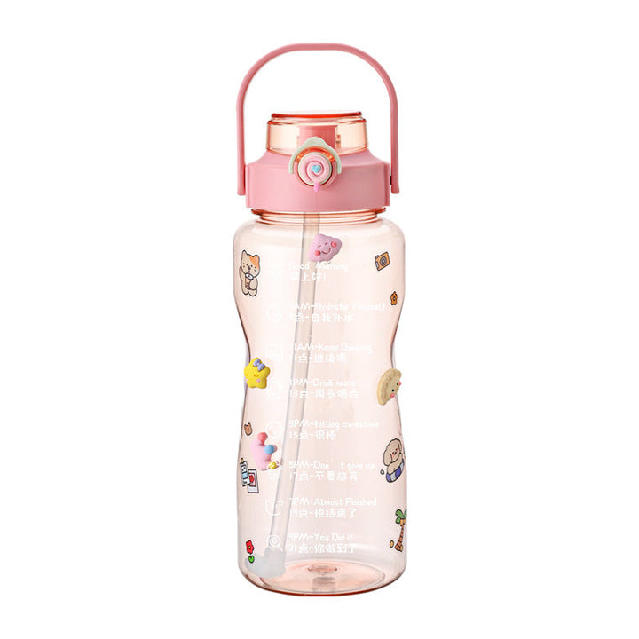 Women’s water bottle with integrated time marking and practical carrying handle Kalsten