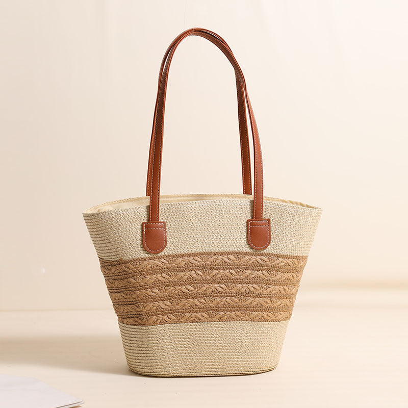 Elegant Bast Tote Bag with Leather Accents Kalsten
