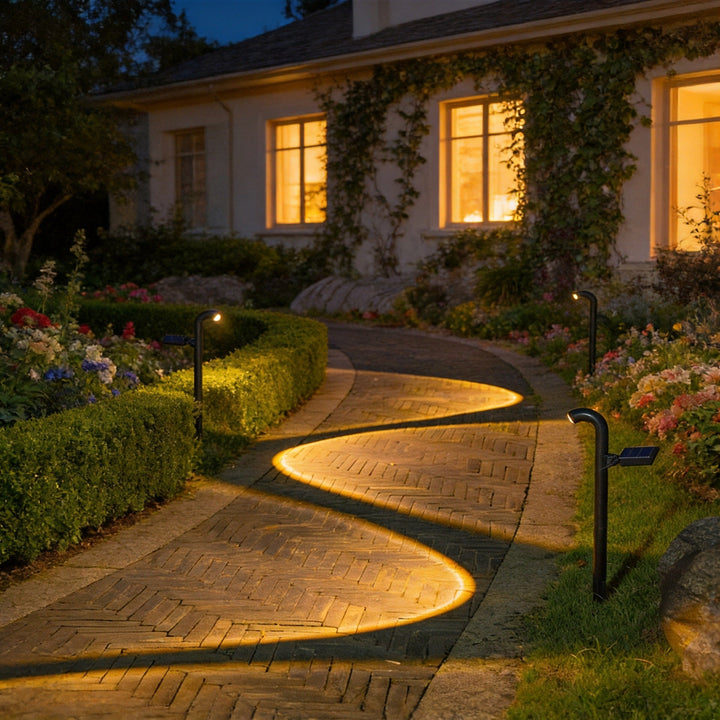 Decorative Solar Pathway Projection Lights With Adjustable Curved Head Stake Mount Kalsten