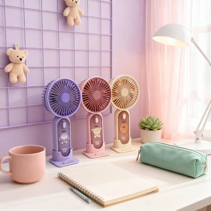 Women's Portable Hand Fan with Flexible Tilt Function and USB Charger Kalsten