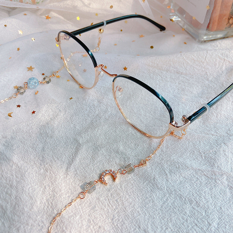 Fashionable Glasses Holder Chain Made of Sparkling Metal Kalsten