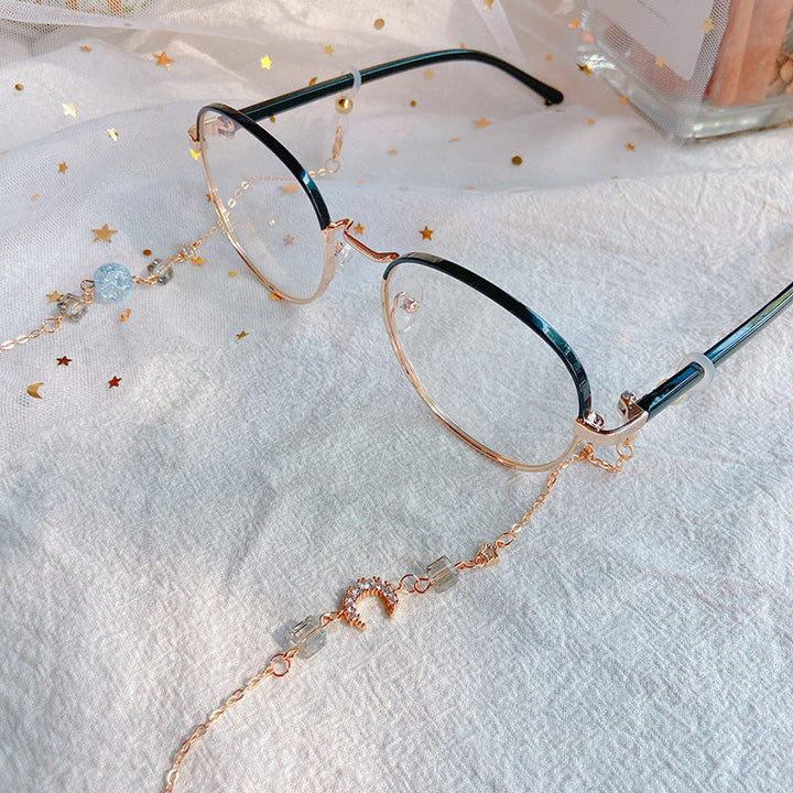 Fashionable Glasses Holder Chain Made of Sparkling Metal Kalsten