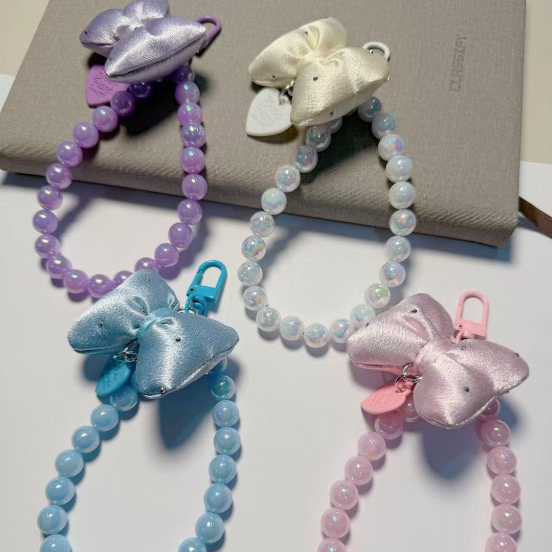 Stylish Beaded Keychain with Bow kalsten