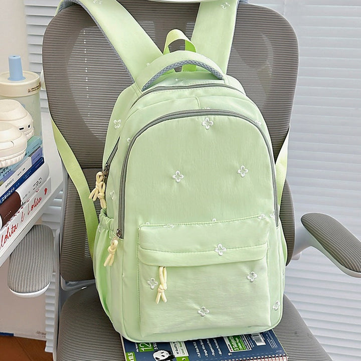 Floral-Embellished Lightweight School Backpack