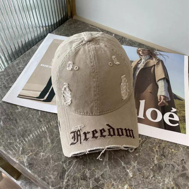 Women's Distressed Freedom Embroidered Baseball Cap Kalsten