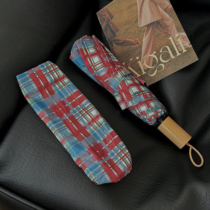 Women's Folding Umbrella in Modern Check Pattern Kalsten