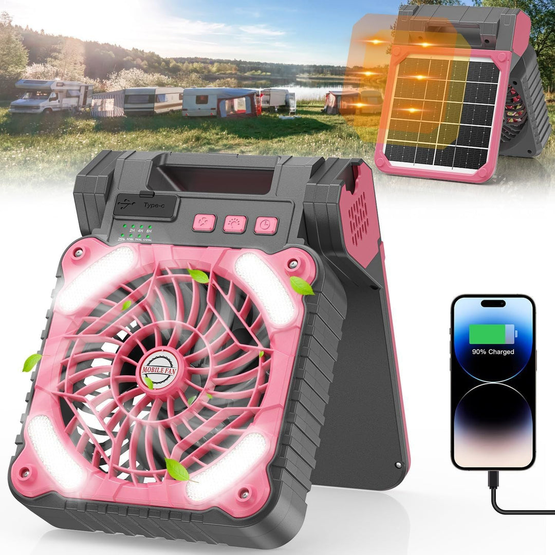 Cooling portable rechargeable rugged worksite fan with LED floodlight and USB Type-C charging Kalsten