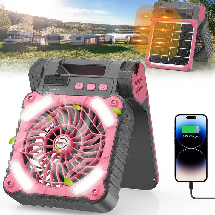 Cooling portable rechargeable rugged worksite fan with LED floodlight and USB Type-C charging Kalsten