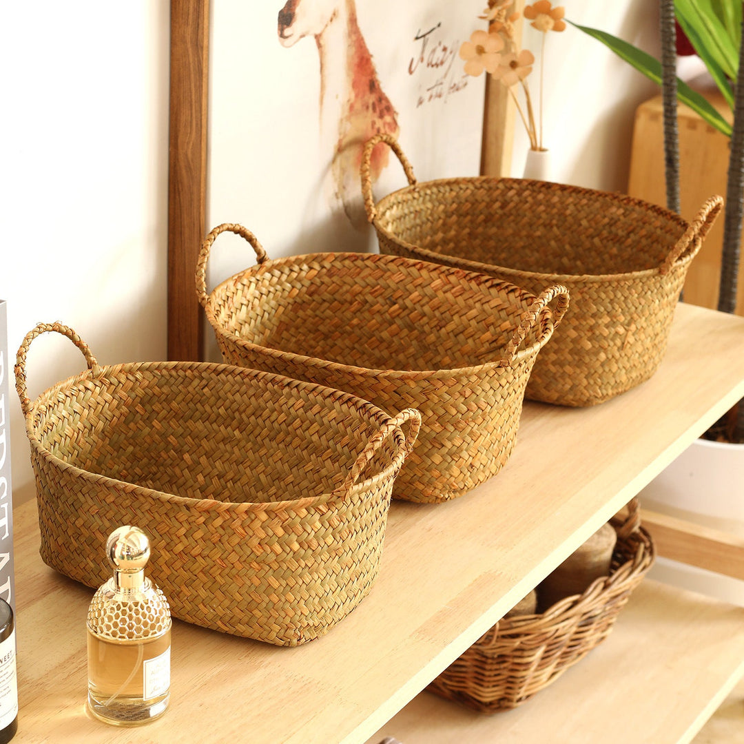 Unisex Handwoven Storage Basket with Ergonomic Handles Kalsten