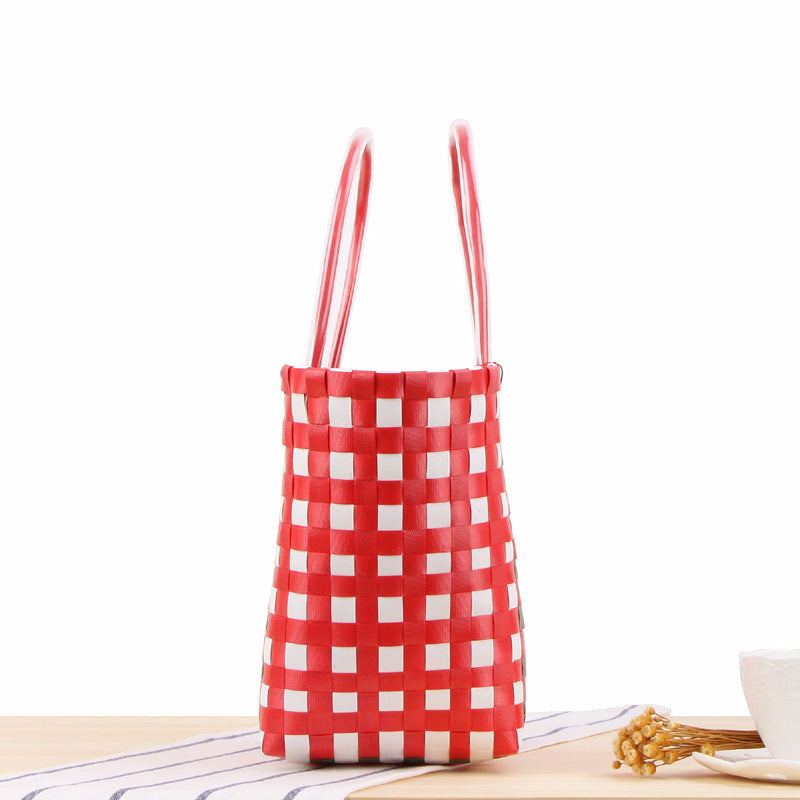 Braided shopping bag with colorful pattern Kalsten