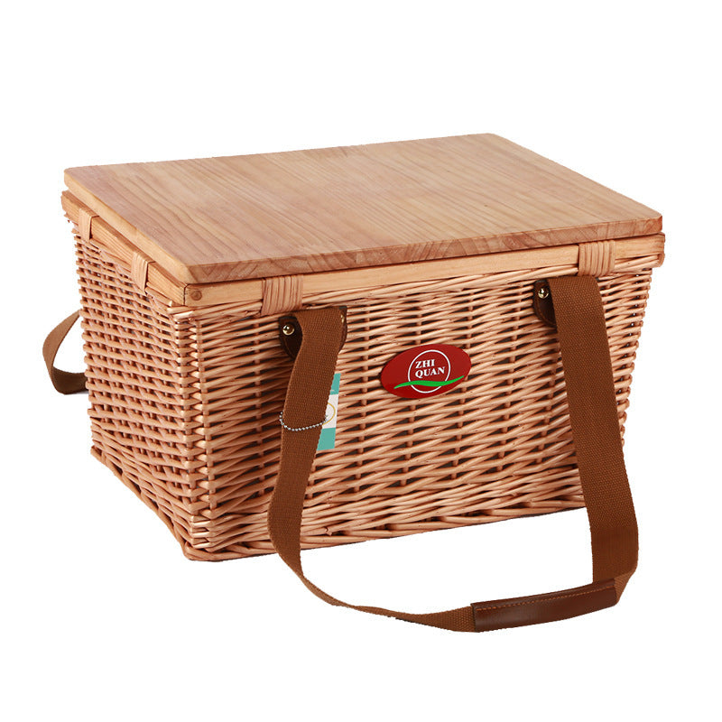 Ladies picnic basket made of high-quality natural material with sturdy wooden lid Kalsten