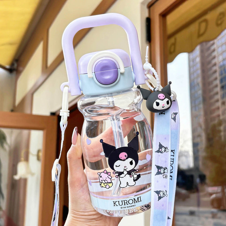 Women's water bottle with high-quality silicone carrying handle and playful character design Kalsten