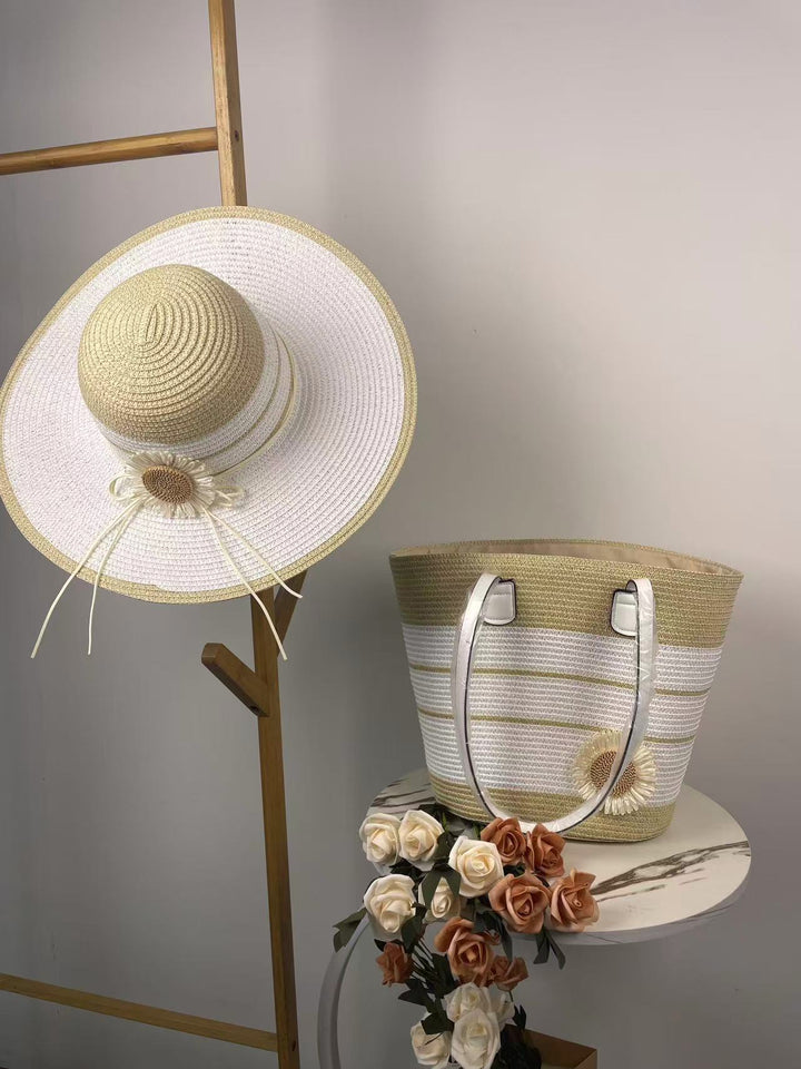 Elegant Beach Bag with Matching Sun Hat Kalsten