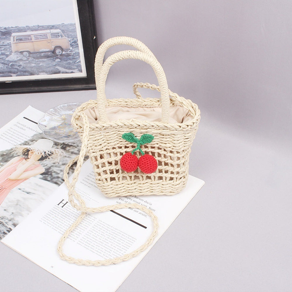 Basket bag with hand-knotted appliqués Kalsten