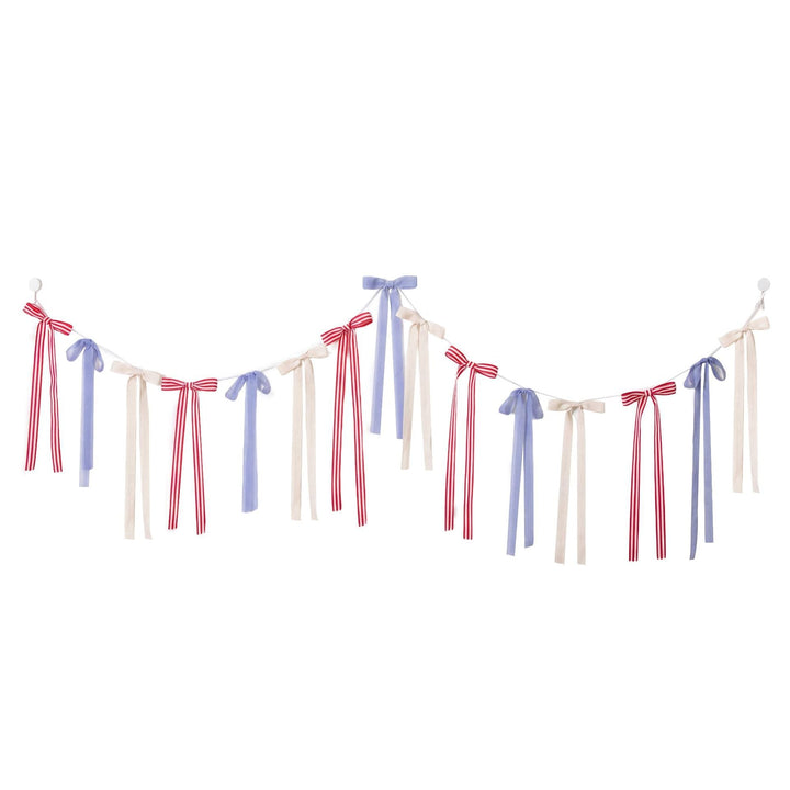 Unisex decorative bow garland with long ribbons and self-adhesive hangers Kalsten