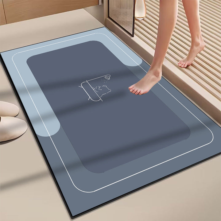Elegant Marble-Themed Bath Mat Kalsten