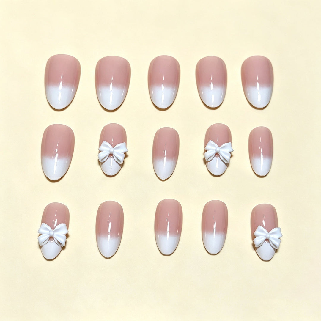 Elegant Bow-Adorned Press-On Nail Tips Kalsten