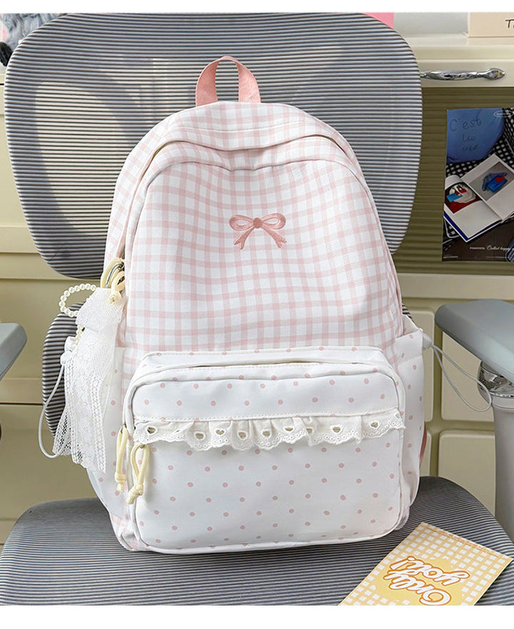 Cute Checkered Patterned School Backpack
