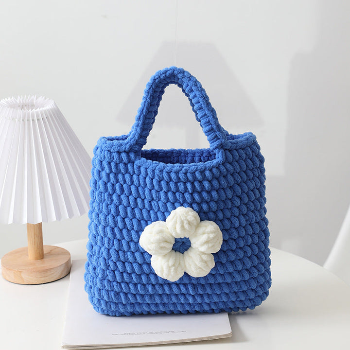 Handcrafted cotton bag with floral application Kalsten
