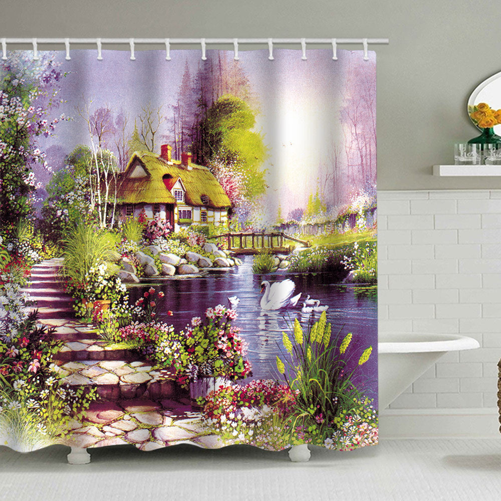 Rustic Garden-Themed Shower Curtain Kalsten