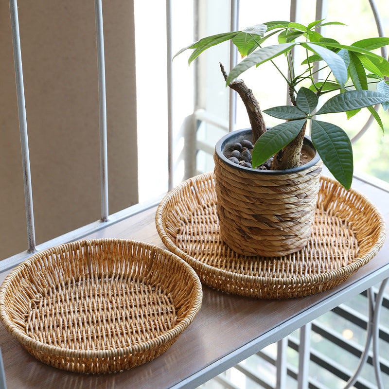 Unisex Round Bowl with Handwoven Rattan Kalsten