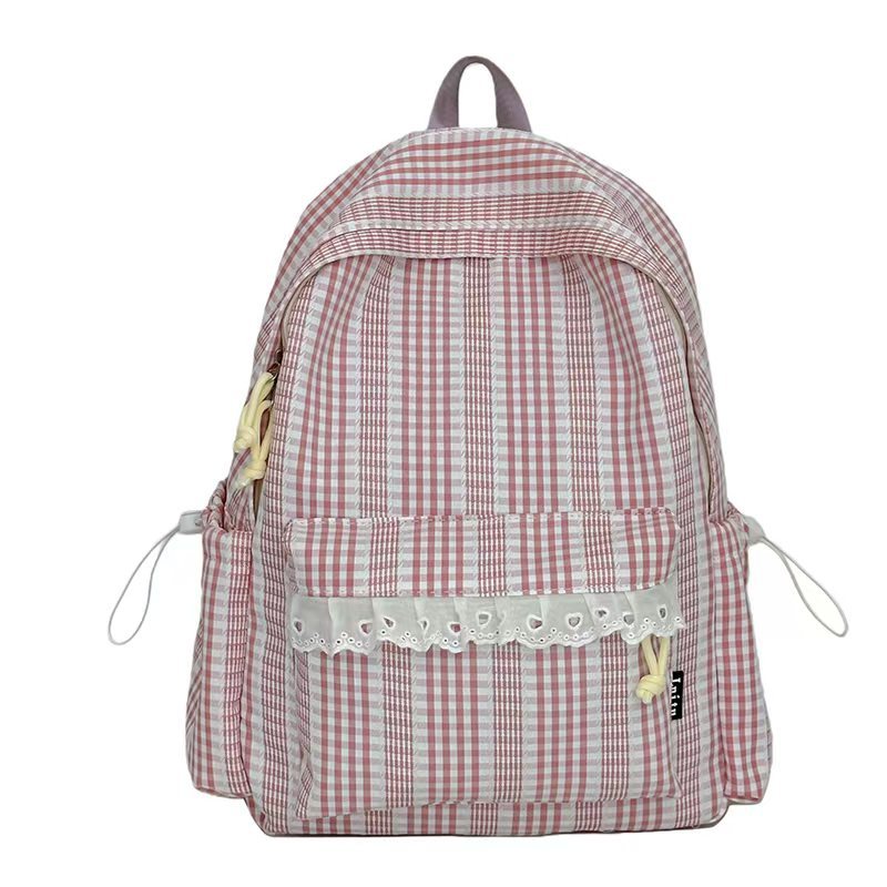 Gingham Patterned Stylish Backpack Kalsten