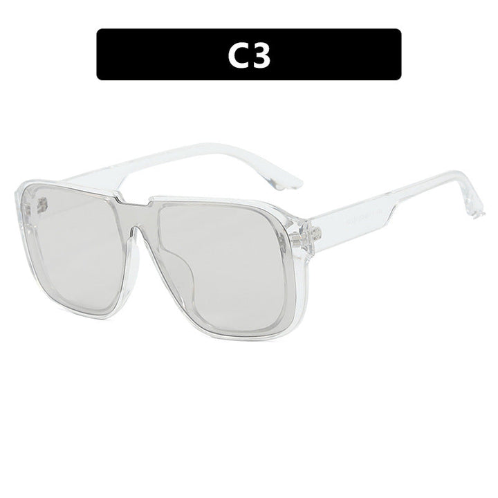 Ladies trendy square sunglasses with transparent green frame and protective UV filter Kalsten