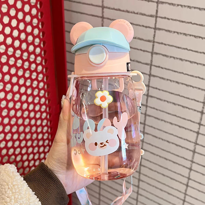 Women Playful Children's Drinking Bottle with Integrated Straw Kalsten