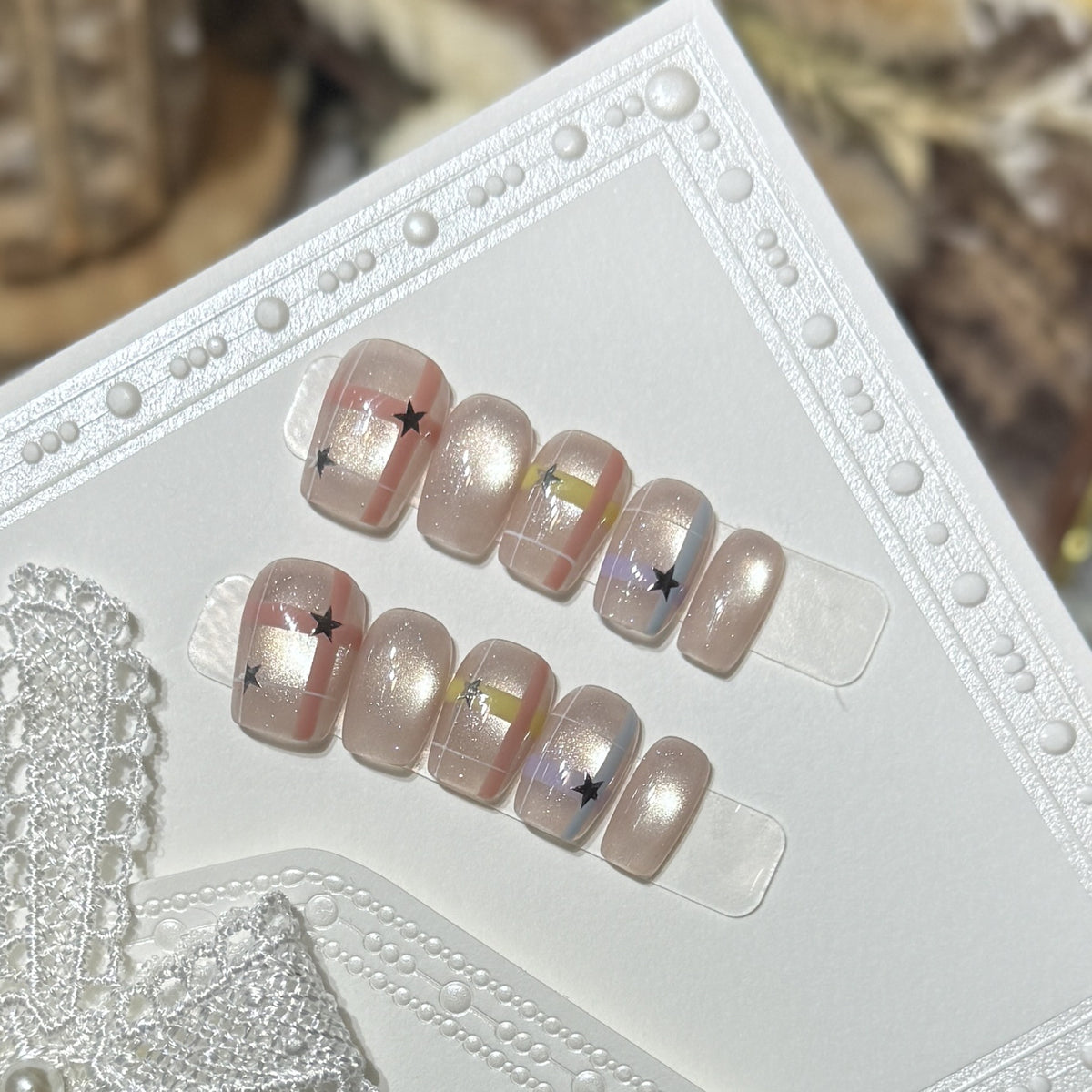 Decorative Star Pattern Press-On Nails Acalora