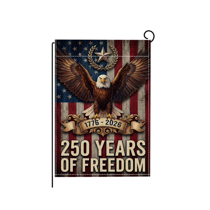 Distressed Vintage American Flag Garden Banner With Statue Of Liberty Motif Double-Sided Polyester