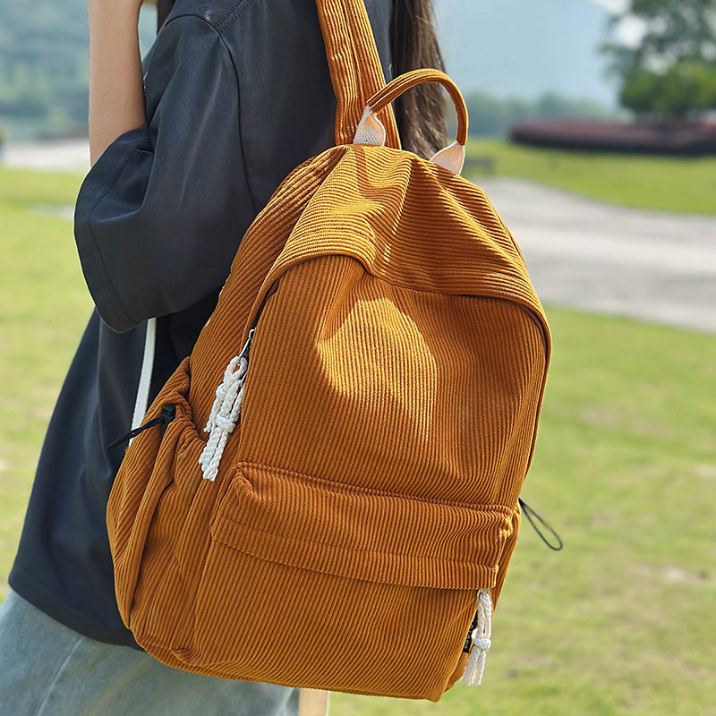 Corduroy Textured Casual Backpack Kalsten