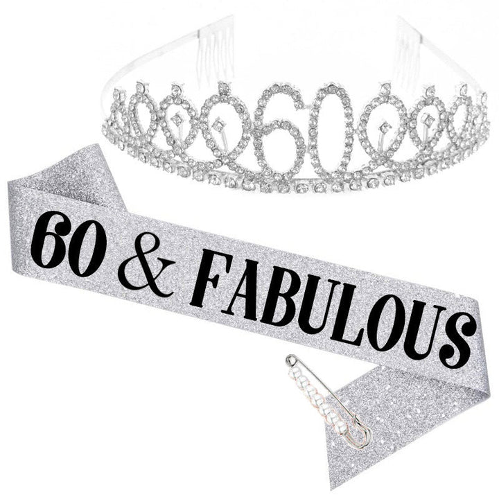 Ladies Crystal Birthday Tiara and Sash Set Kalsten