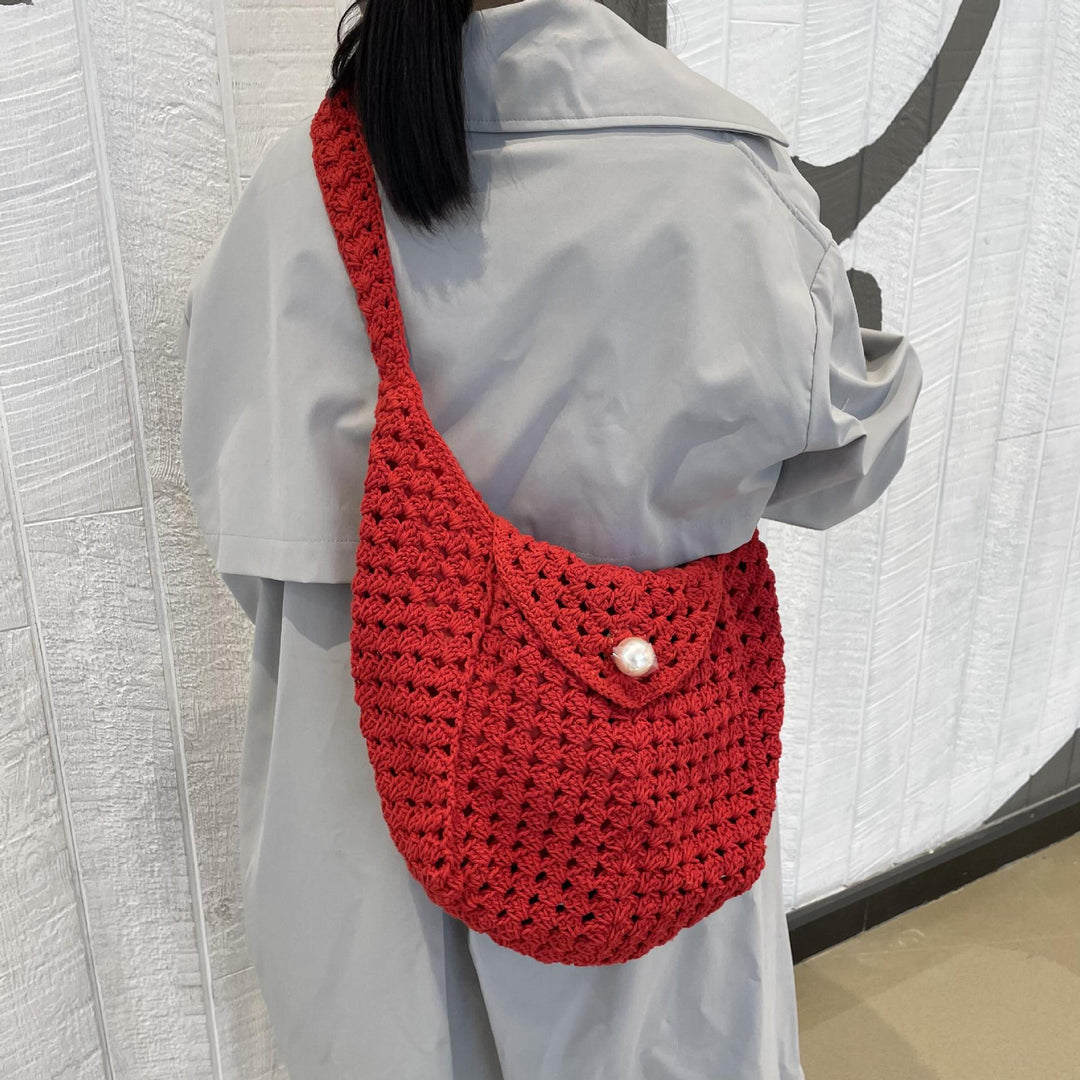 Hand-knotted shoulder bag with bead closure Kalsten