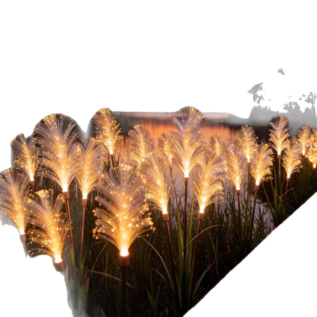 Solar Fiber Optic Garden Pathway Lights With Warm LED Flexible Stakes Kalsten