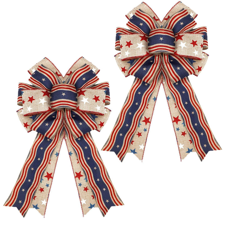Unisex nan patriotic burlap bow with long tails for wreaths doors and patriotic home decor Kalsten
