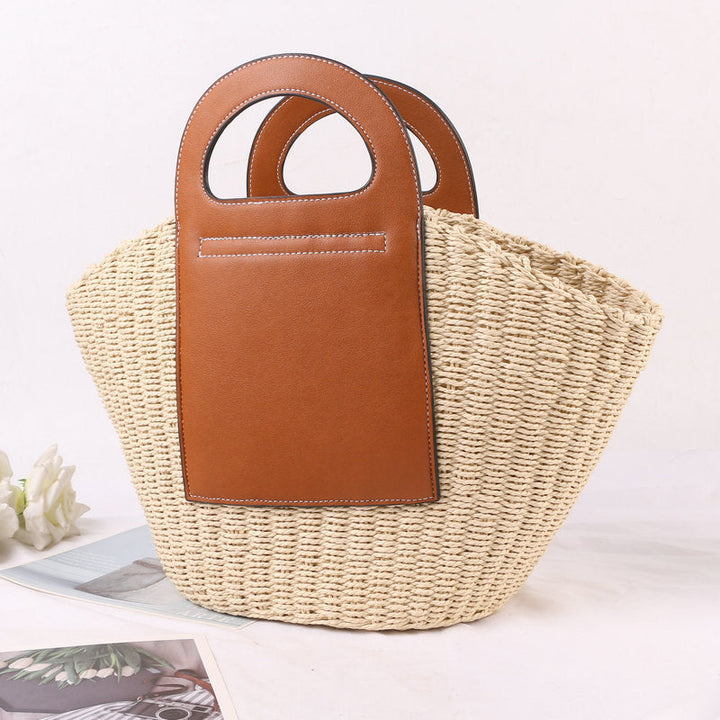 Handbag Made of High-Quality Raffia with Elegant Leather Accents Kalsten