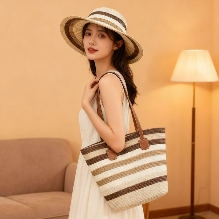 Beach bag with colorful stripes Kalsten