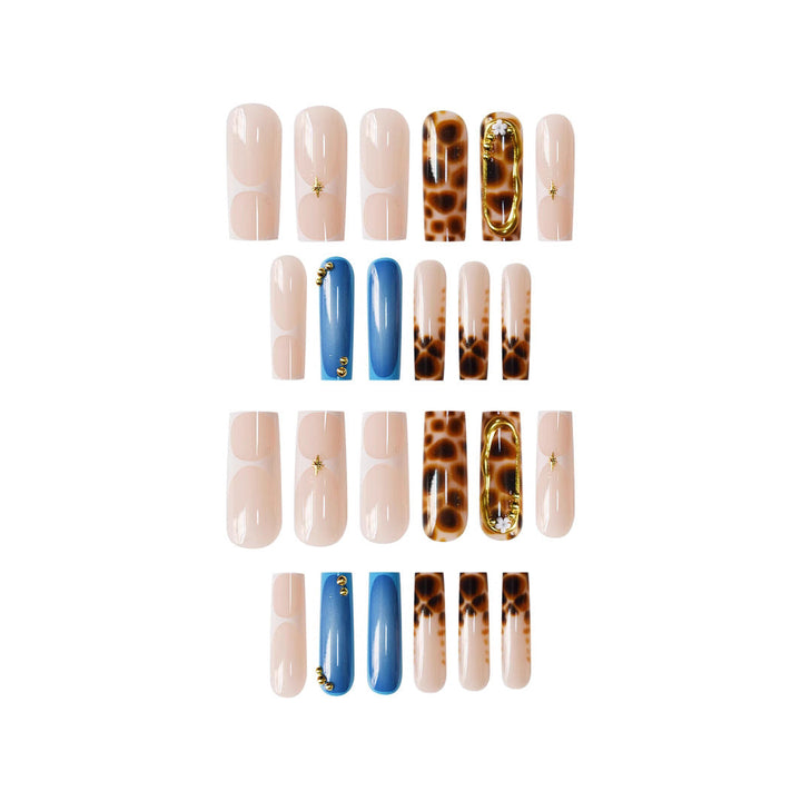 Artistic Press-On Nail Set with Unique Giraffe Pattern Kalsten