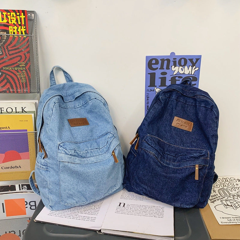 Denim Travel School Backpack Kalsten