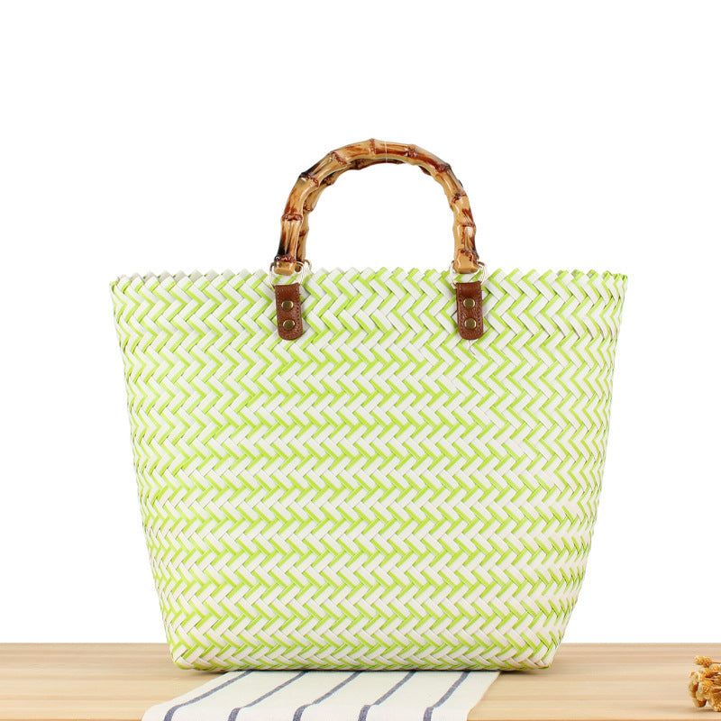 Handbag Made of High-Quality Woven Material with Bamboo Handles Kalsten